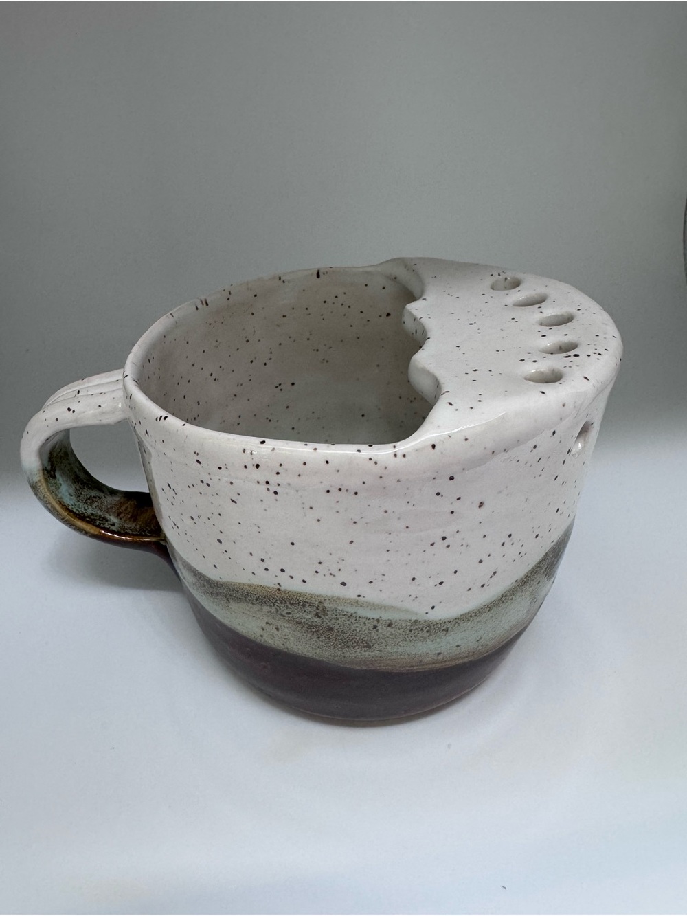 Handmade Speckled Ceramic berry Bowl - White and Brown 🍓🫐🍓🫐